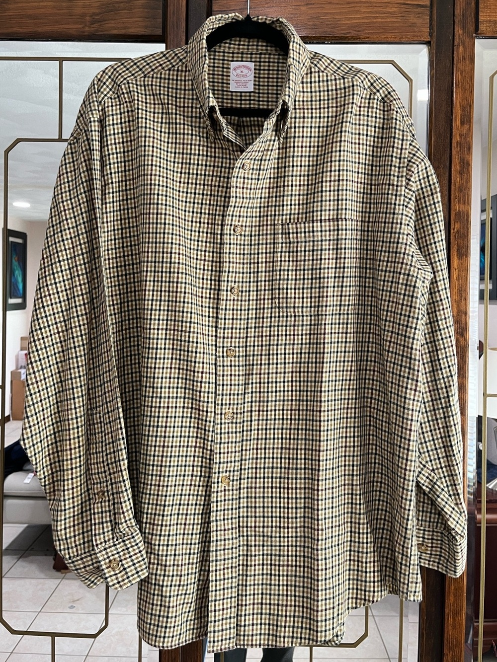 Brooks Brothers EST 1818 Flannel Button-Up Shirt - Black/Tan XL